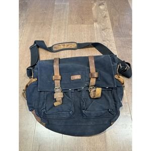 KATTEE MESSENGER BAG Black Canvas W/Pockets